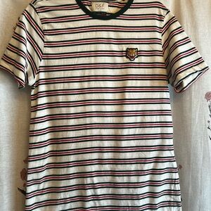 D&F Men's Striped Short Sleeve Tee - Black, Red, White